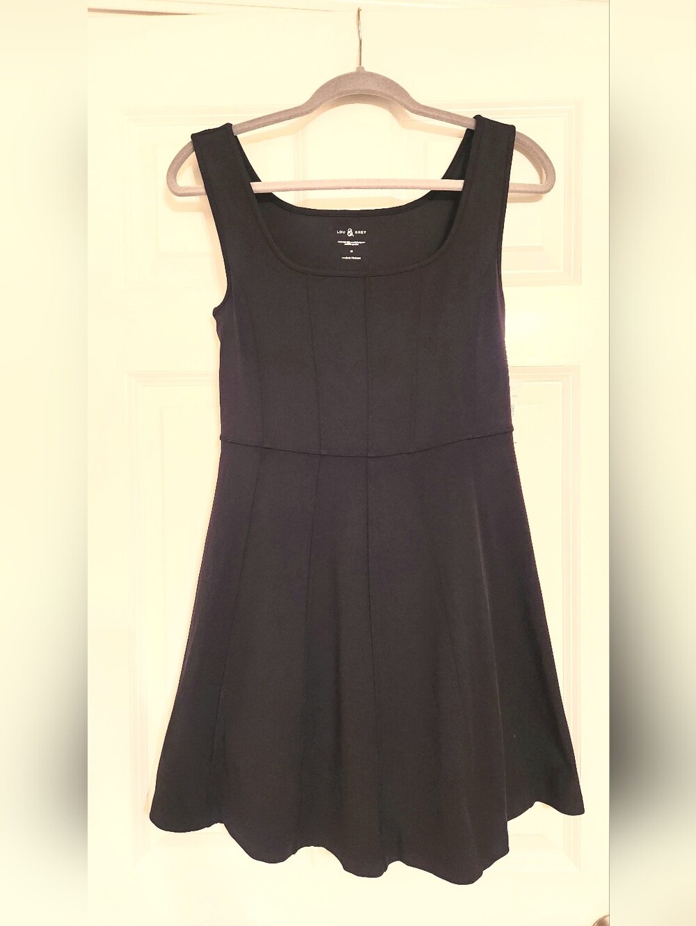 Lou & Grey Black Scoop-Neck Fit-and-Flare Mini Luvstretch Active Dress